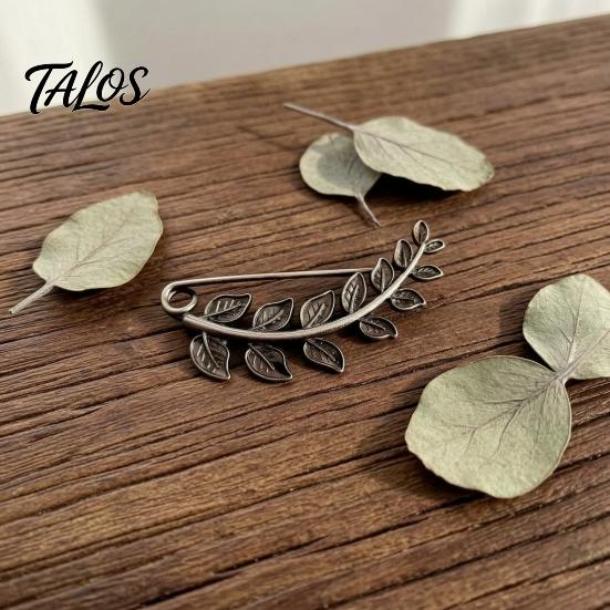 Plum Blossom Clothing Accessory Large Vintage Metal Brooch Pin, Bamboo Feather Flower Branch Safety Hat Pin Decorative for Coats Scarves Cardigans