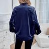 Retro Lapel Velvet Cardigan Shirt for Women - Long Sleeve, Autumn/Winter Collection 2026, European and American Style.