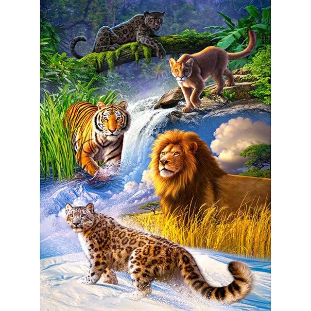 

DIY 5D алмазная живопись животное тигр и леопард вышивка крестиком Алмазная вышивка мозаика ремесло украшение дома ручная работа художественный подарок Full Round 40x50CM