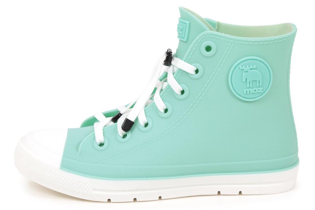 Mozu Rain Rubber TPE with Colorful Ice Cream Size 23cm Shoes, Shoelaces, Eco-Friendly Sneakers, High-Top, Junior/Women's, Insoles, Mint,