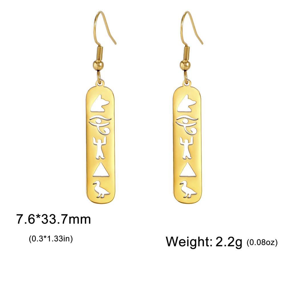 Egyptian Ankh Hieroglyphs Earring for Women Stainless Steel Eye of Horus Drop Earrings Ancient Egypt Cartouche Jewelry