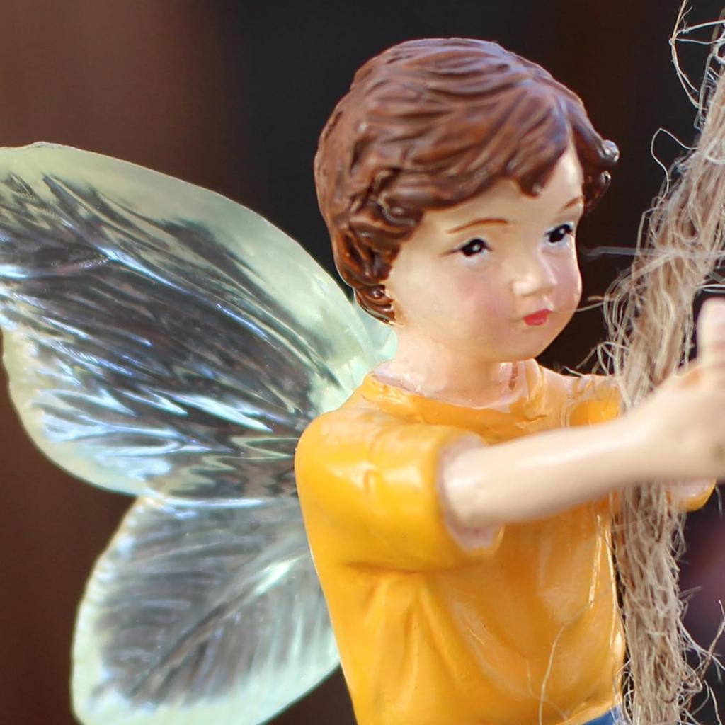 Miniature Fairy Garden Boy on Tire Swing Fairy Garden Accessories for Wall Trees Miniatures Hanging Ornament