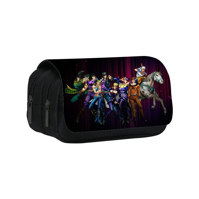 Jojos Bizarre Adventure Print Double Layer Pencil Case With Large Capacity For Study And Office Use