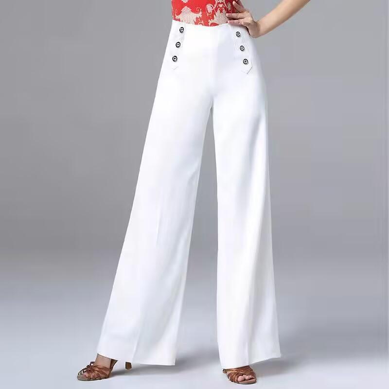 Women High Waisted Dance Pants Social Dance Wide Leg Pants Slimming and Versatile Dance Pants Bottoms