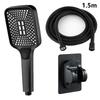 Square Button Adjustable Shower Head Silver Booster Shower Head Thickened Water Outlet Shower Head Set