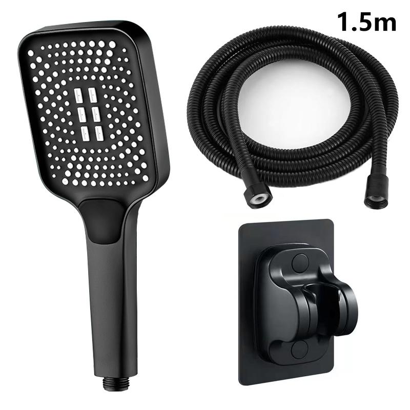 Square Button Adjustable Shower Head Silver Booster Shower Head Thickened Water Outlet Shower Head Set