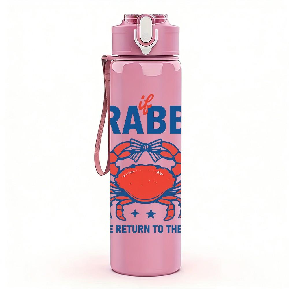 1PC Crabby Crab Letter Graphic 750ml Color Plastic Sports Water Bottle Leakproof Flip Straw Lid Suitable for Sports Office Home Use