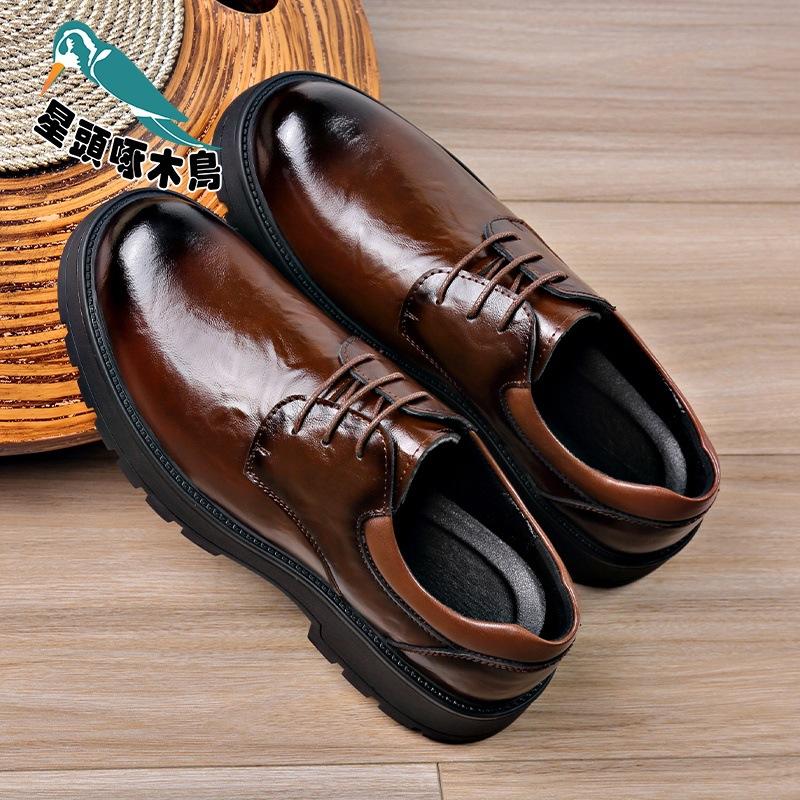 

Мужская кожаная обувь Весна Британская платформа Повседневная обувь Дерби Мужская формальная свадебная обувь из черной кожи 44