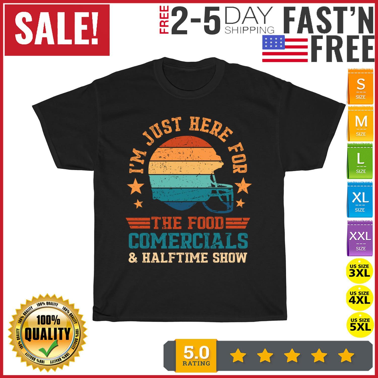 Vintage Football Hat Im Just Here For The Food Show Game Day T Shirt Mens Womens Tees Top Men Women 4XL
