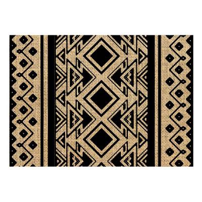 [Q4131] - Individual de mesa de serapilheira 'Boho' preto bege - 42x30 cm