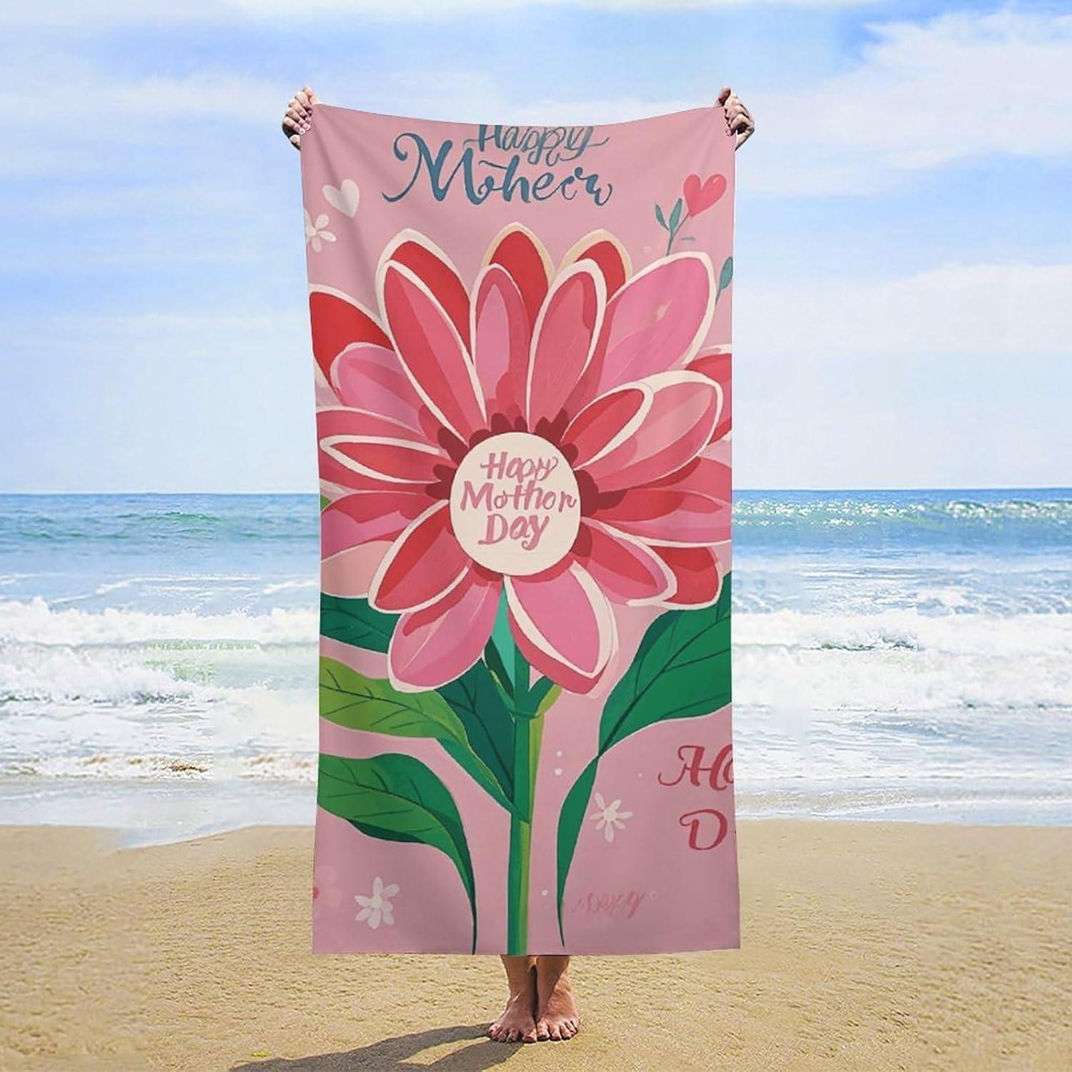 

1PC Beach Towel Flowers pattern for Mom Festival gifts Towel Quick-Dry Beach Towel For Yoga Tourism Beach GYM Camping Swimming W30*H60(CM)