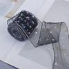 4cm Width Organza Ribbon 10 Yards Length Solid Color Wired Ribbon Mesh Style Hot Stamping Satin Ribbon Gift Wrapping