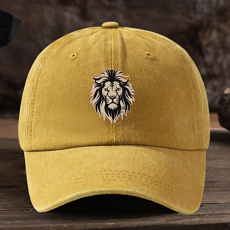 Men Women Lion Head Print Baseball Cap Adjustable Snapback Hat with Lion Face Lightweight Suitable for Outdoor Casual We