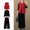Spring Gold Velvet Suit - Chinese Zodiac Style for Middle-Aged Women