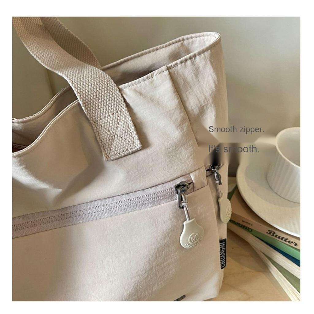 Shoulder Bag Women Canvas Multi Compartment Zipper Storage Daily