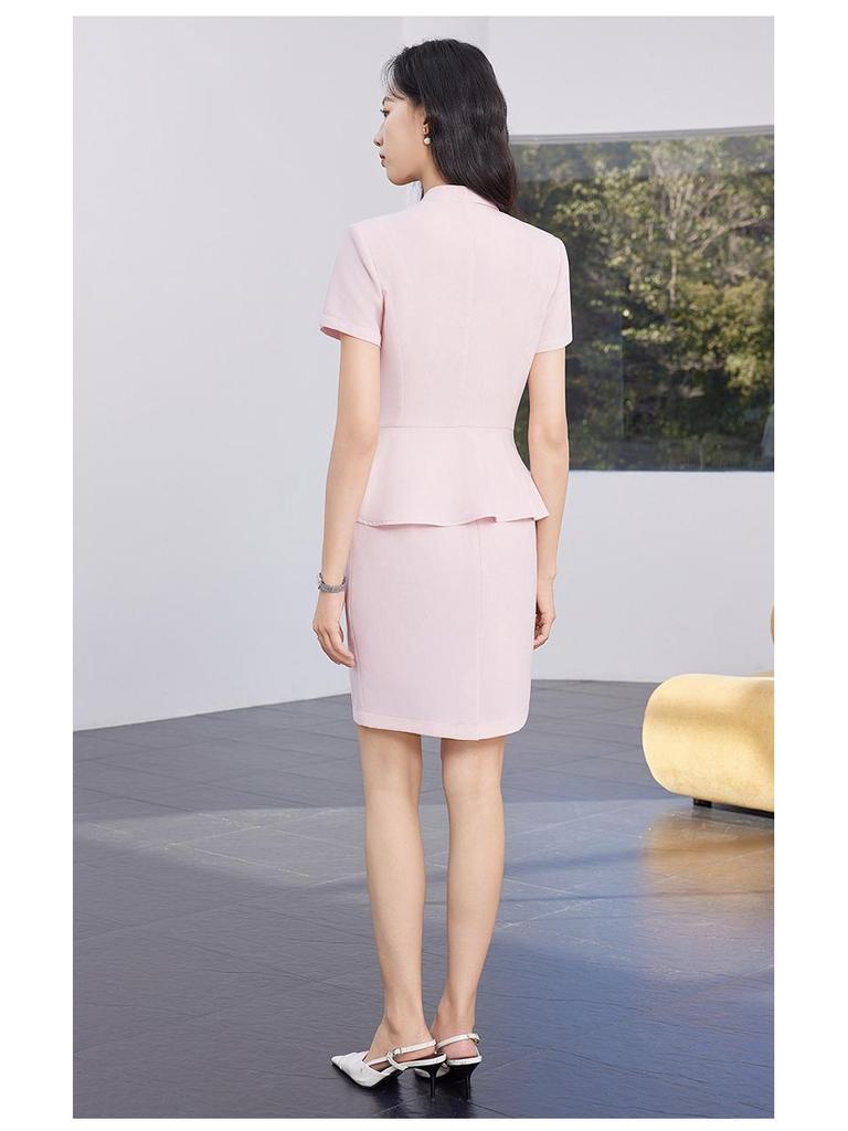 Women's Summer Short-Sleeve Professional Suit Set for Formal Occasions – High-End Skirt Set for Commuting and Beauty Industry Workwear