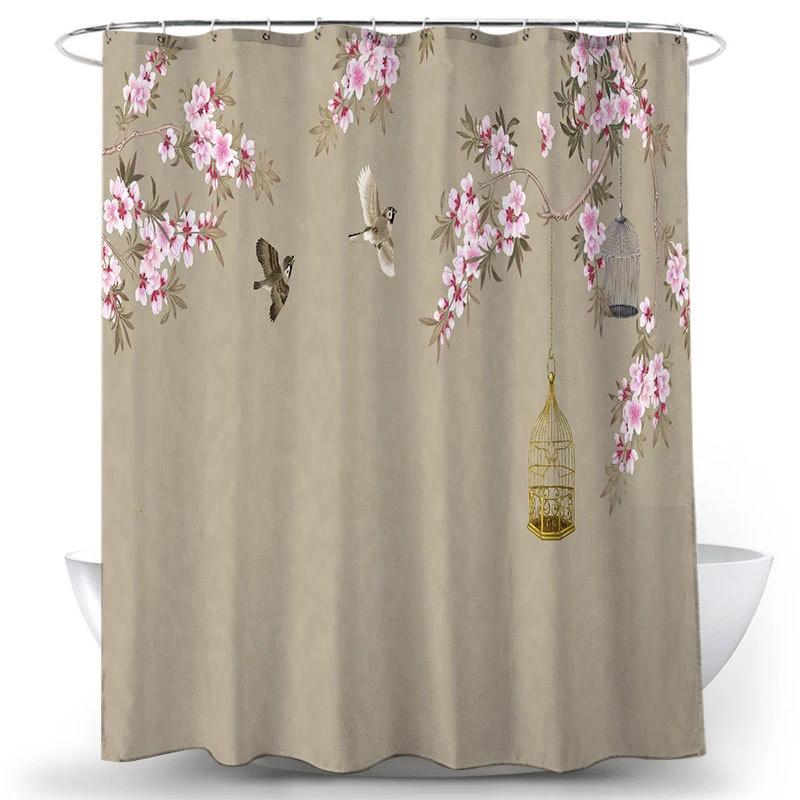 Chinese ink landscape style shower curtain scenic pattern Waterproof Fabric bath curtain washable Bathroom curtains Multi Size