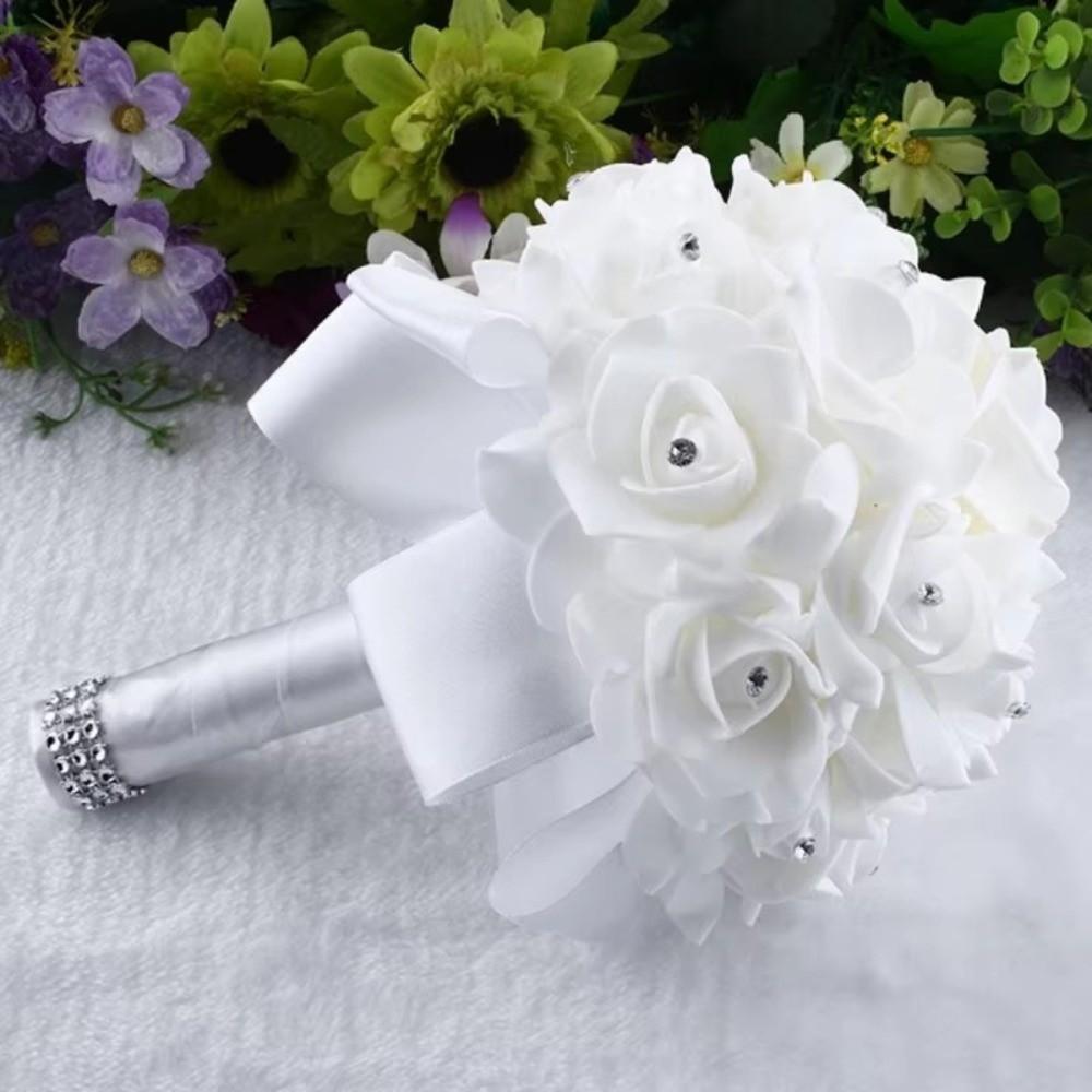 Romantic Bridal Wedding Bouquet Satin Artificial Rose Flower Rose Flower Bouquet  Bridal Wedding