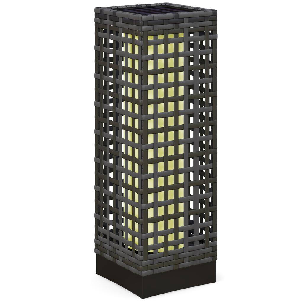 Outdoor Light with Solar Module, Automatic On-Switch, 8 h Operating Time, Rattan Look, Steel, 15.5 x 15.5 x 46 cm, Grey