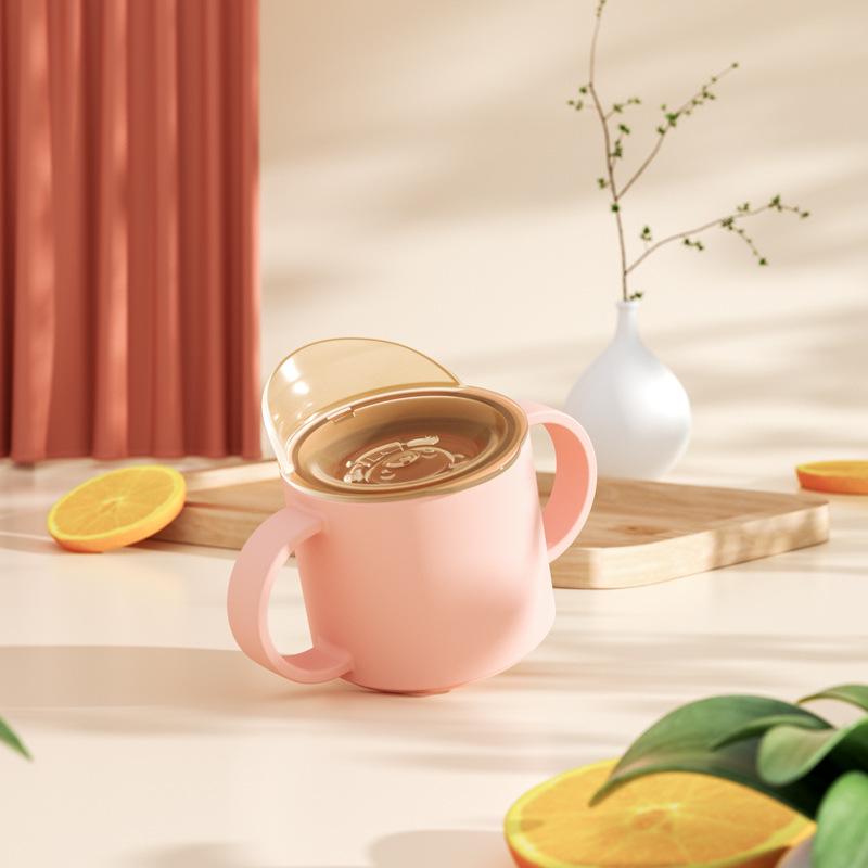 

Кубок для навчання дитини: Чашка-поїлка без ризику вдавитися для дітей від 6 місяців, Пряме пиття для малюків, Побутовий дизайн з відкритою кришкою рожевий