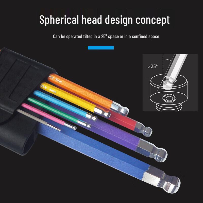 Universal 6-Point Hex Key Set with Ball Head, High Hardness Inner Hex Wrench