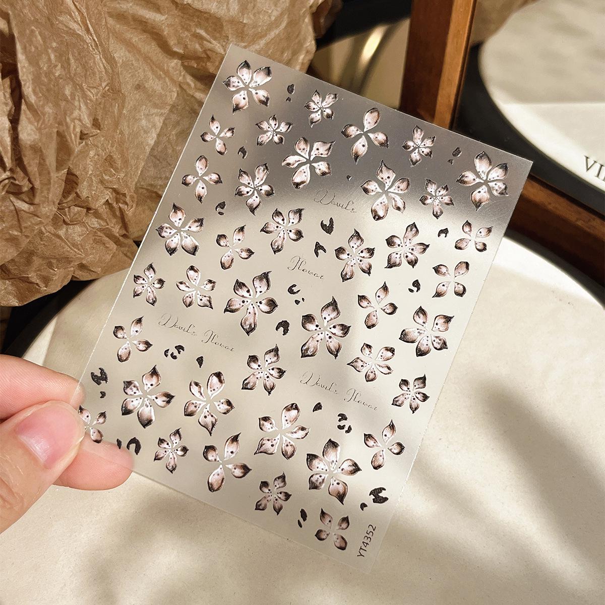 

YITU Ant Diagram Devil s Flower Embossed Nail Stickers, Exquisite Retro Style with Adhesive Backing, YT4352.