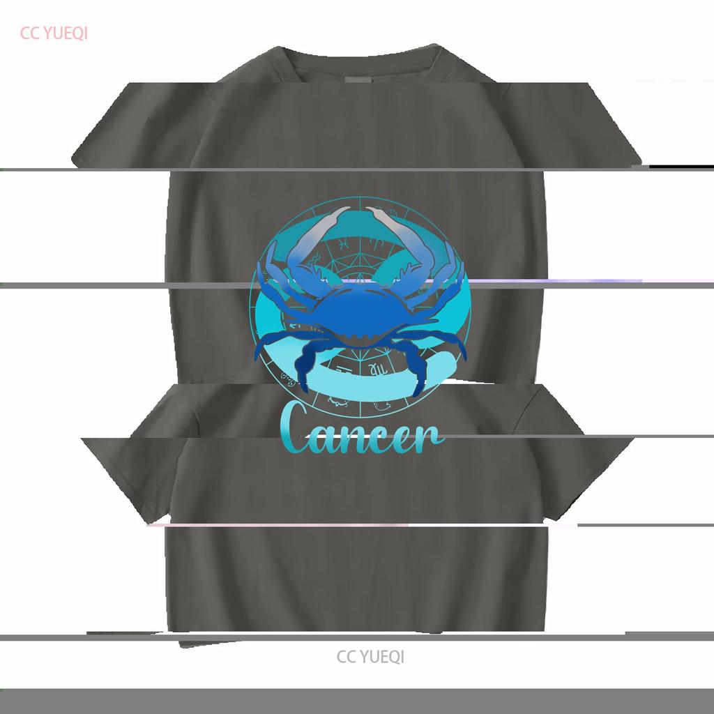 Cancer Astrology Zodiac Horoscope Sign T Shirt Long Or Short Sleeves Vintage Washed Stylish Versatile Streetwear Homme