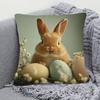 1pc Easter Bunny & Chicks Pillowcase - Spring Egg Hunt Design Cushion Cover, Soft Short-Pile Polyester, Zipper Closure, Machine Washable, Patterns for