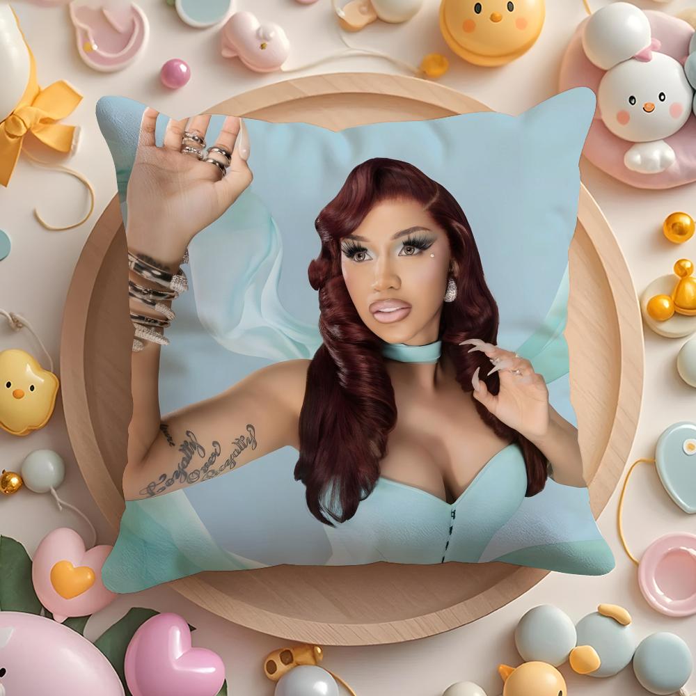 C-Cardi B-B Singer Cushion Cover Home & Car Multi-Scene Pillow Cover - Reversible, Soft & Durable for Daily Use