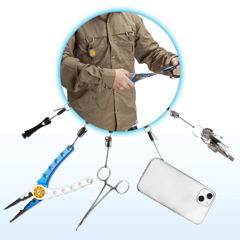 Retractable Keychains with 26inch Cord Heavy Duty Badges Holder Locking Retractor 6oz Fly Fishing Retractor