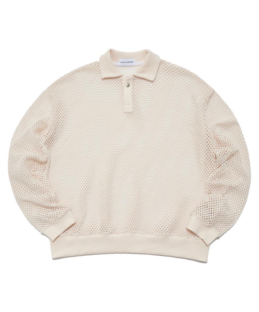 SMITHARMOR Sa Mesh Waffle Collar Oversized Sweatshirt_Beige