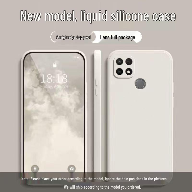Realme V3 Phone Case: Solid Color, Liquid Full Coverage, Drop Protection, Straight Edge, Soft Shell.