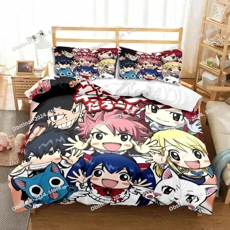 3D Anime Fairy Tail Beding Set Printed Bed Linen Set With Pilowcase Bed Soft Duvet Cover Soft Single Double Quen Super King-Sized Dimensionsd