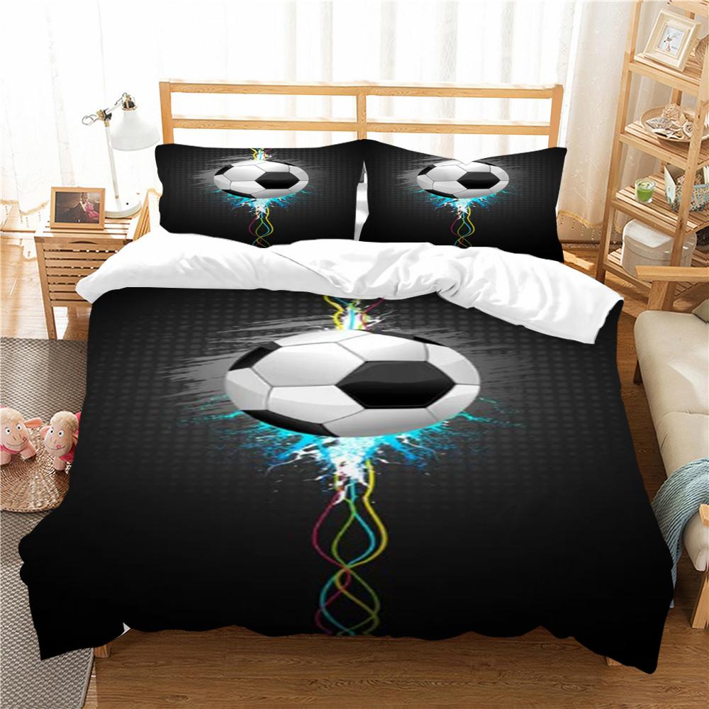 Fußball-Bettbezug-Set, Sport-Bettwäsche-Abdeckung, Queen- und King-Size-Betten, Mikrofaser, weiches Bett-Set für Teenager, Kinder und Erwachsene