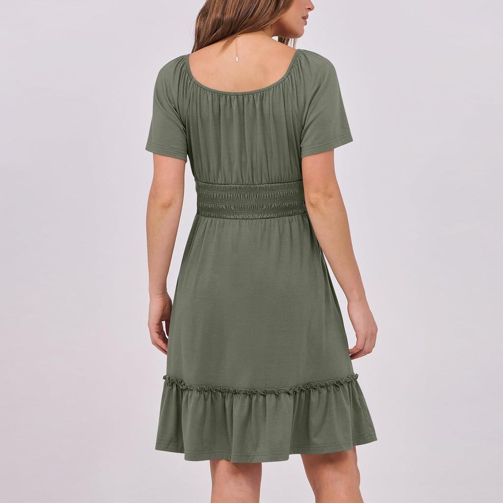 Damen Casual Solid Color Modisches Sexy Kleid Elegantes Pendlerkleid