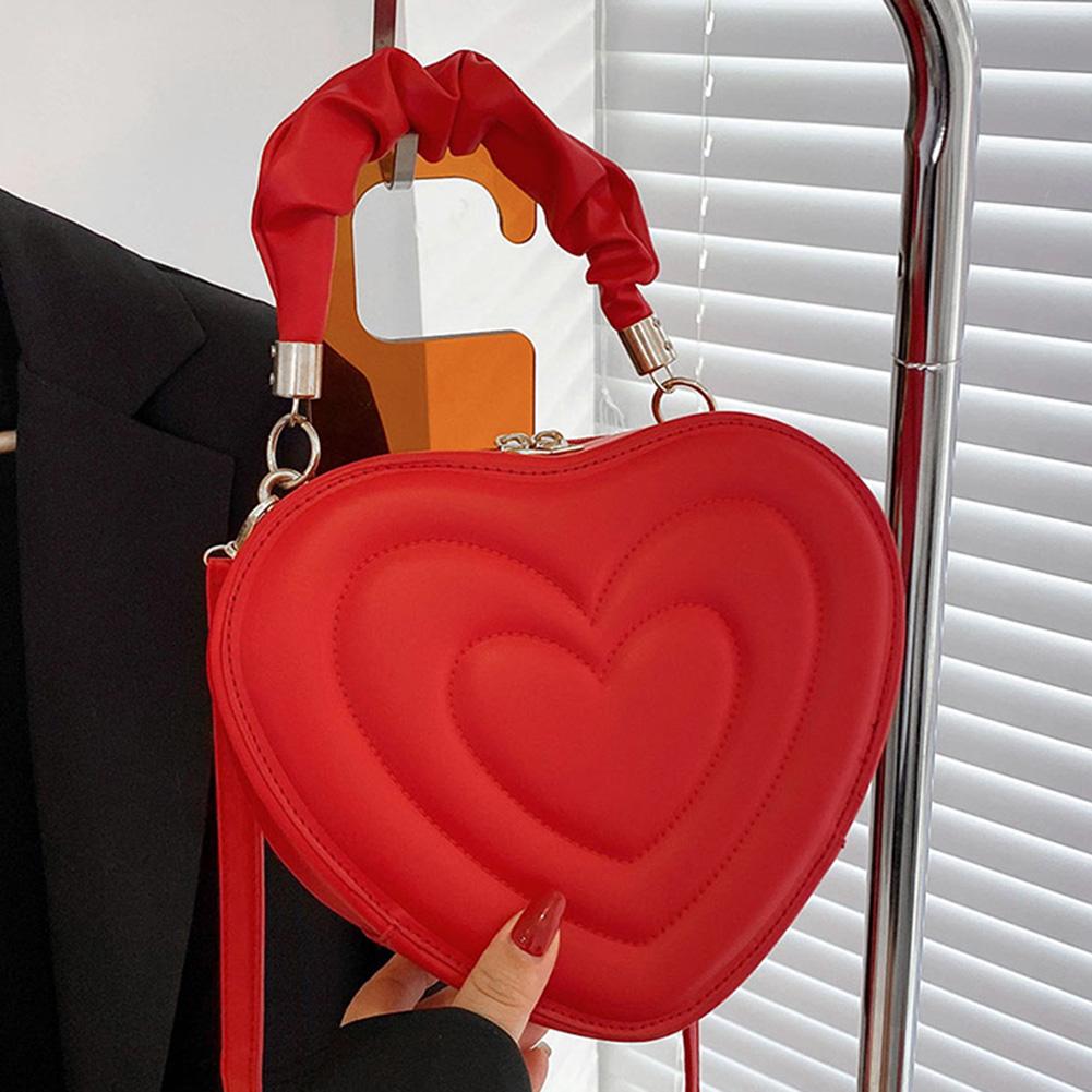 

Women Heart Shape Clutch Purse Large Capacity Shoulder Bag Stylish PU Work Tote Bag Cute with Strap for Shopping Work Daily Use червоний