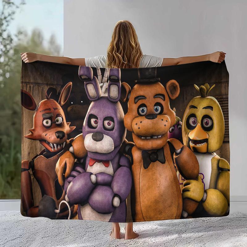 

Horror Freddy F-FNAF Games Flannel Blanket,Ultra Soft Warm Plush Throw for Home Bedroom Bed Sofa Cover Office Camping Picnic 75x90cm
