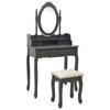 Day and Night - Day and Night Gray Paulownia Wood Dressing Table and Stool Set 75x69x140 Cm