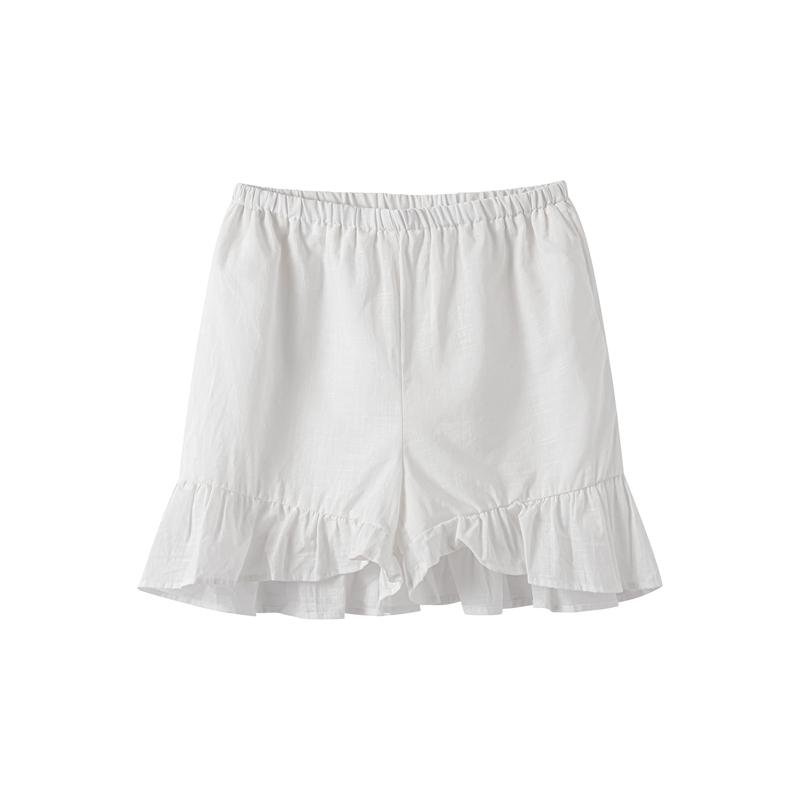 Solid Linen Lace Up Bow Shirts Women Shorts Suits Turn-down Collar Lantern Sleeve Blouse Ruffles Pants Summer Lady 2 Piece Sets