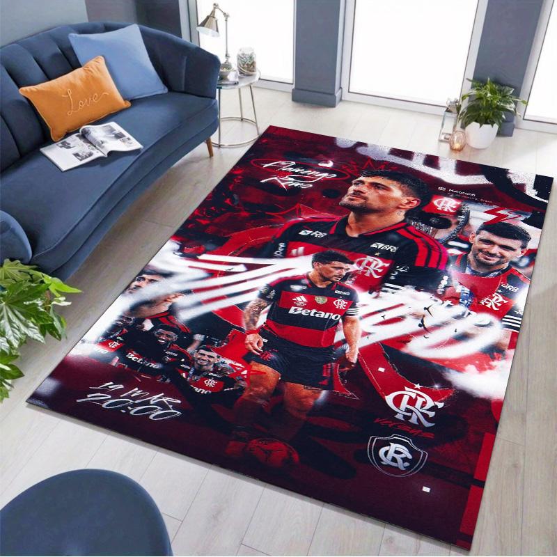 Flamengo Football Team Star Collage Print Area Rug Non‑Slip Rectangular Floor Mat Soccer Fan Gaming Room Home Decor