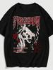 Round Neck Tshirt Gothic Grunge Freedom Star Print Punk Rock Aesthetic Streetwear Pattern Tshirt Y2k Trend