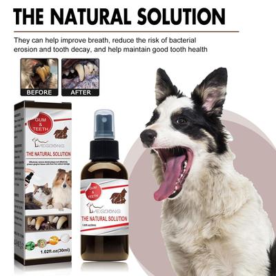 Pet Dental Cleaning Spray, Cat and Dog Teeth Cleaner and Deodorizer, Removes Bad Breath and Freshens Breath for Cats and Dogs, 30ml/box