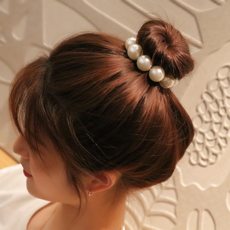 Ruoshui Woman Big Pearl Hair Ties  Korean Style Hairband Scrunchies Girls Ponytail Holders Rubber Band Hair Accessories