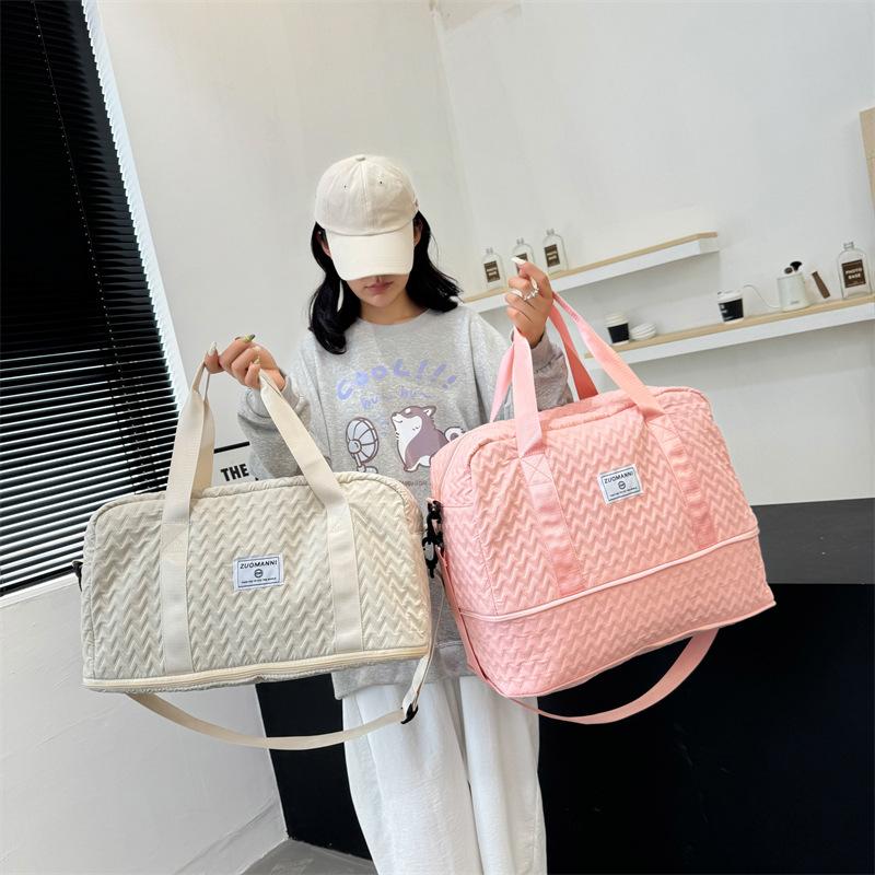 Dry and wet separation simple fashion handbag large capacity casual wear-resistant sports fitness bag outing expansion travel bag