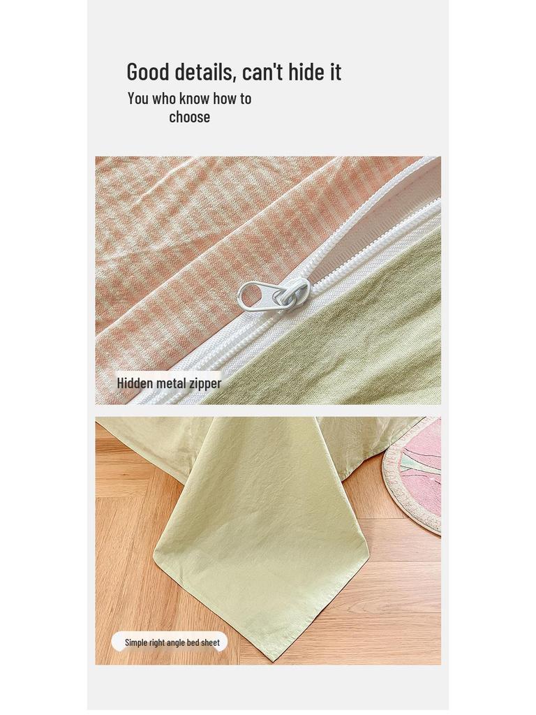 Minimalist 2025 Style Pure Cotton Bedding Set: Includes Duvet Cover, Fitted Sheet, and Pillowcases for Winter.