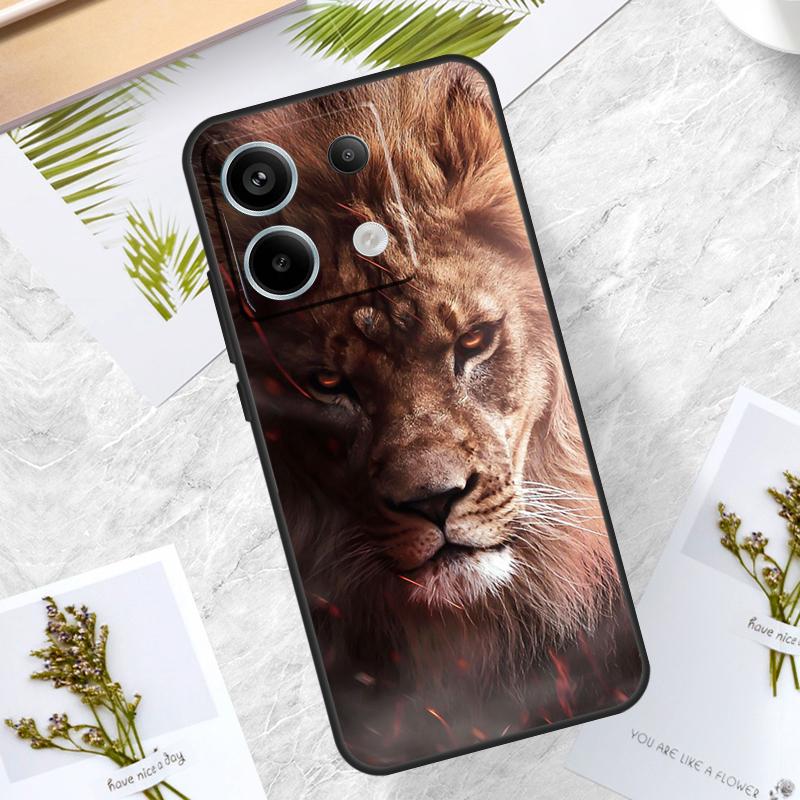 Lion Head Case For Xiaomi Redmi Note 14 Pro 12 11 10 13 15 Pro Plus Redmi 15 14C 10C 12C 13C 15C Cover