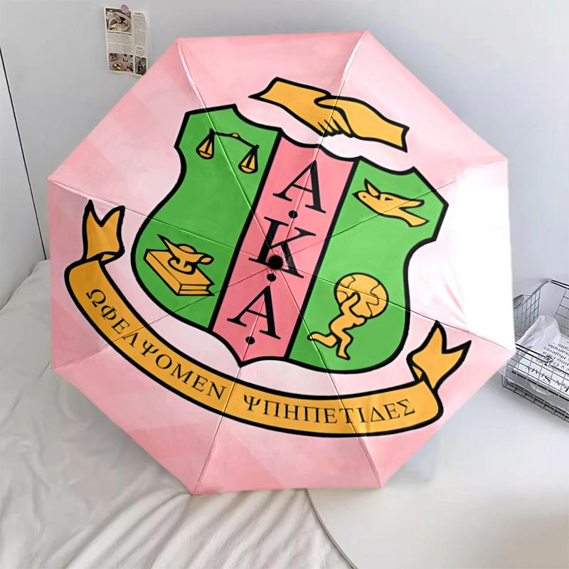 1 PC Automatic Folding Umbrella - Aka Pattern Portable Foldable Design With 8 Ribs Christmas Birthday Gifts