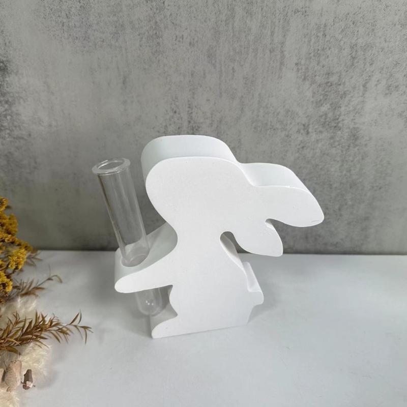 Easter Rabbit Flowerpot Vase Mold Hydroponic Plant Stand Silicone Mould Plaster Concrete Test Tube Flower Pots Molds Home