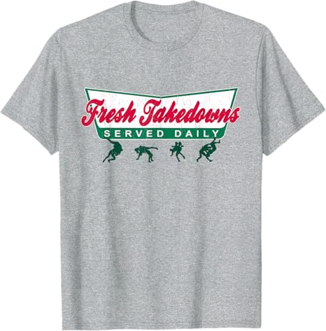 Wrestling Fresh Takedowns Served Daily Cool Wrestling TShirt Unisexs Fashion Wrestler Coaches Graphic Outfit Y2k Saying Tee S
