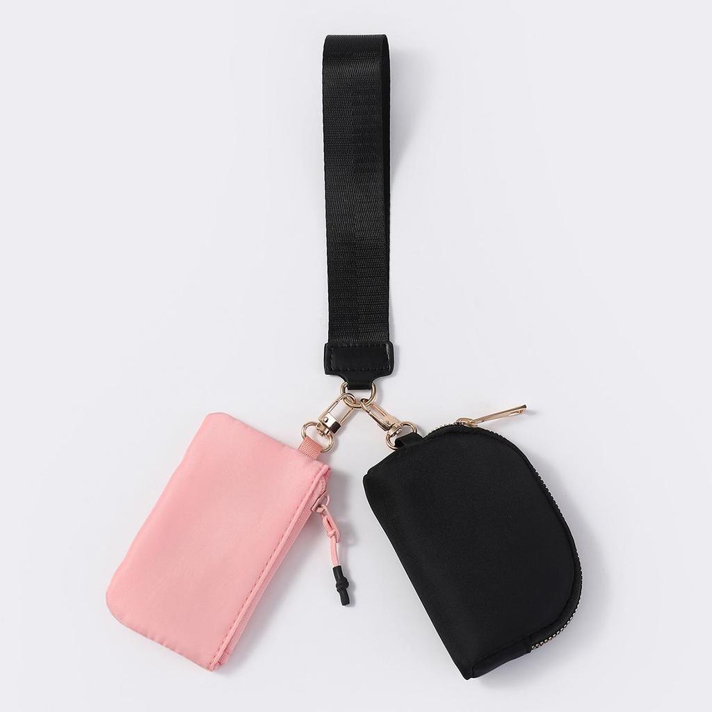 LULU Color Block Waterproof Nylon Coin Purse & Wristlet Key Bag